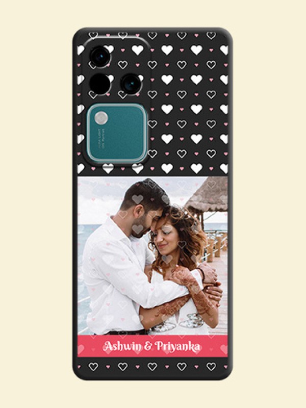 White Color Love Symbols with Text Design - Photo on Space Black Soft Matte Phone Cover - Vivo V30 5G