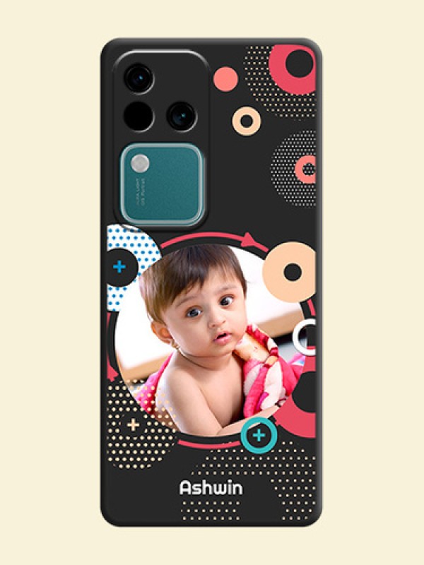 Multicoloured Round Image on Personalised Space Black Soft Matte Cases - Vivo V30 5G
