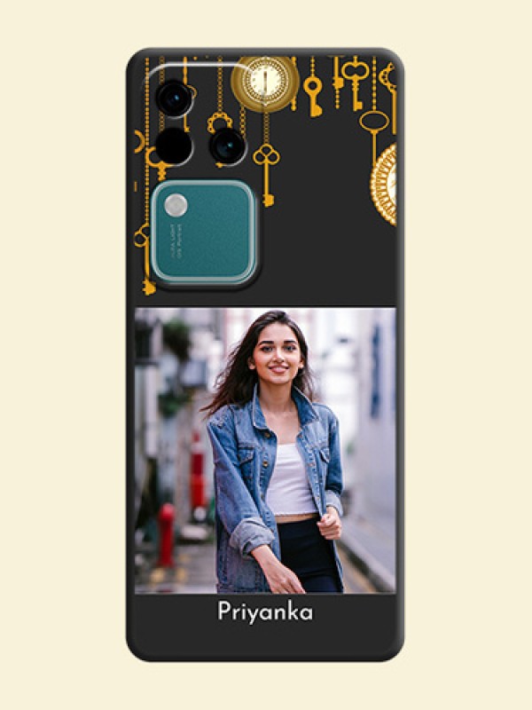 Decorative Design with Text on Space Black Custom Soft Matte Back Cover - Vivo V30 5G