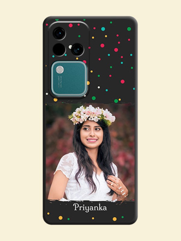 Multicolor Dotted Pattern with Text on Space Black Custom Soft Matte Phone Back Cover - Vivo V30 5G
