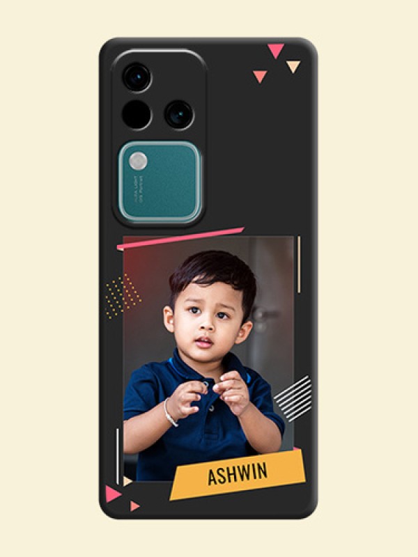 Photo Frame with Triangle Small Dots - Photo on Space Black Soft Matte Back Cover - Vivo V30 5G