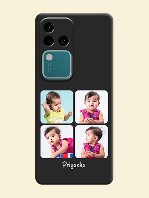 Floral Art with 6 Image Holder - Photo on Space Black Soft Matte Mobile Case - Vivo V30 5G