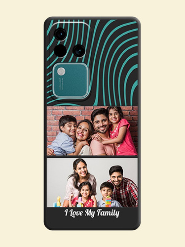 Wave Pattern with 2 Image Holder on Space Black Personalized Soft Matte Phone Covers - Vivo V30 5G