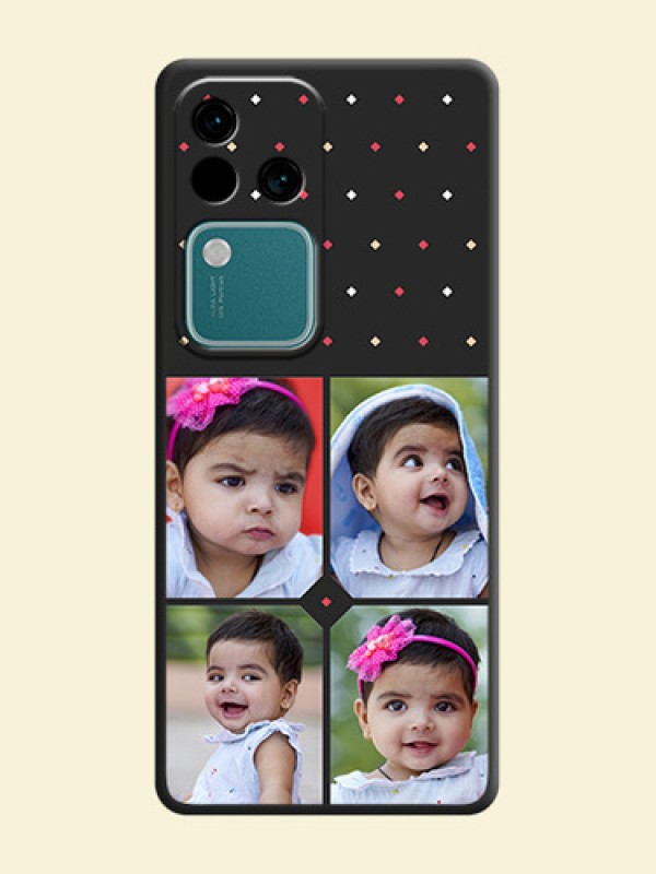 Multicolor Dotted Pattern with 4 Image Holder on Space Black Custom Soft Matte Phone Cases - Vivo V30 5G