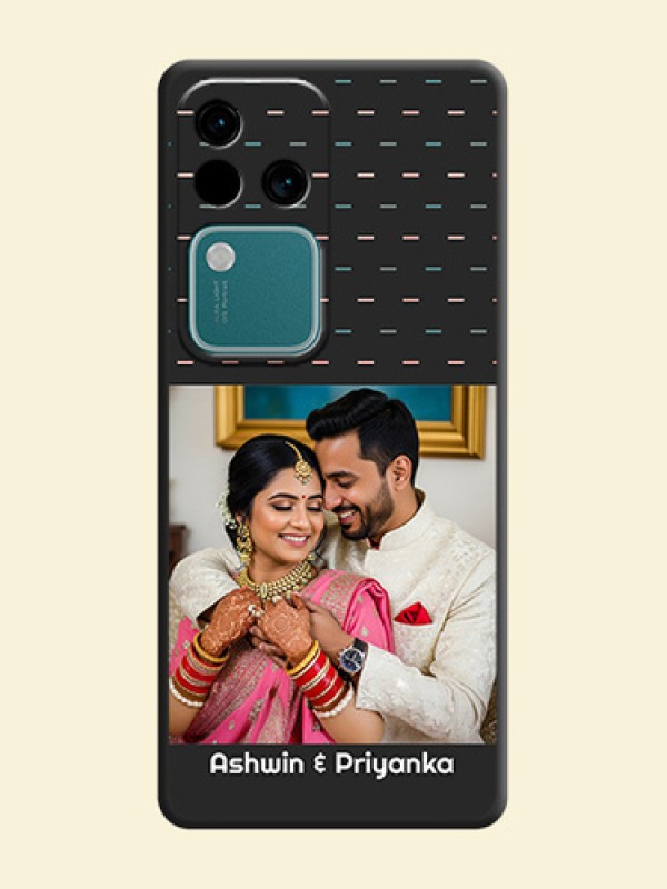 Line Pattern Design with Text on Space Black Custom Soft Matte Phone Back Cover - Vivo V30 5G