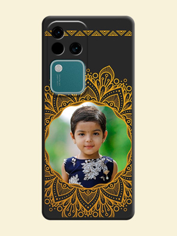 Round Image with Floral Design - Photo on Space Black Soft Matte Mobile Cover - Vivo V30 5G