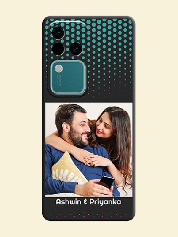 Faded Dots with Grunge Photo Frame and Text on Space Black Custom Soft Matte Phone Cases - Vivo V30 5G