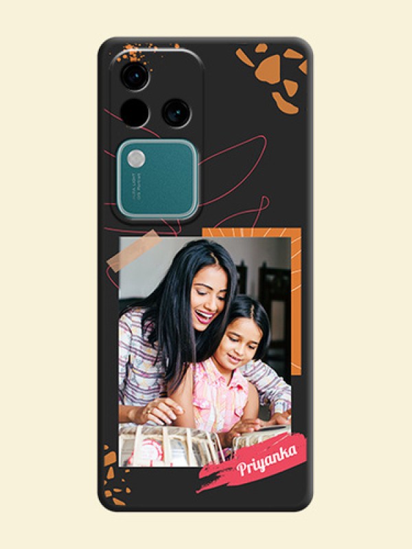 Orange Photo Frame on Space Black Custom Soft Matte Phone Back Cover - Vivo V30 5G