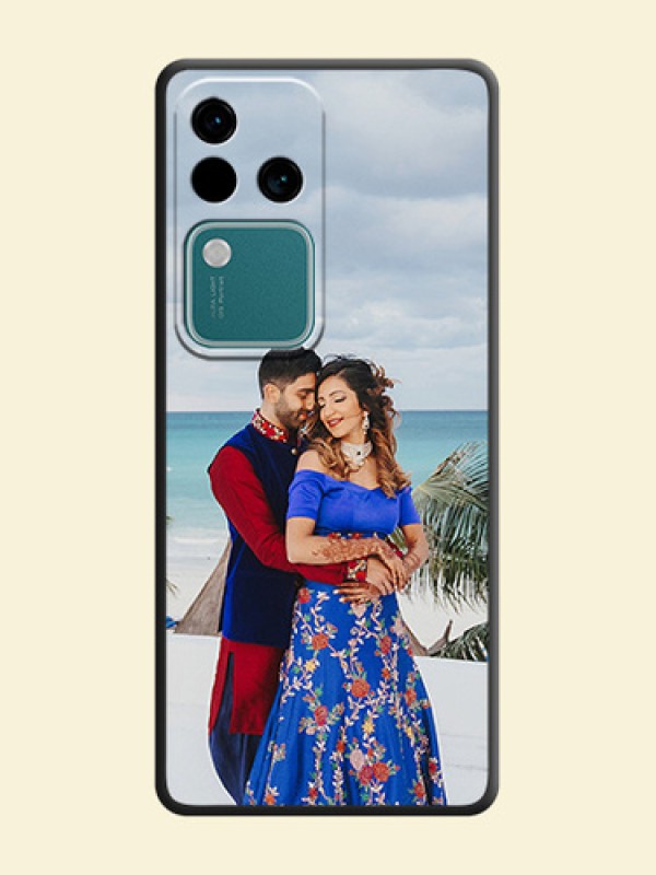 Full Single Pic Upload On Space Black Personalized Soft Matte Phone Covers - Vivo V30 5G
