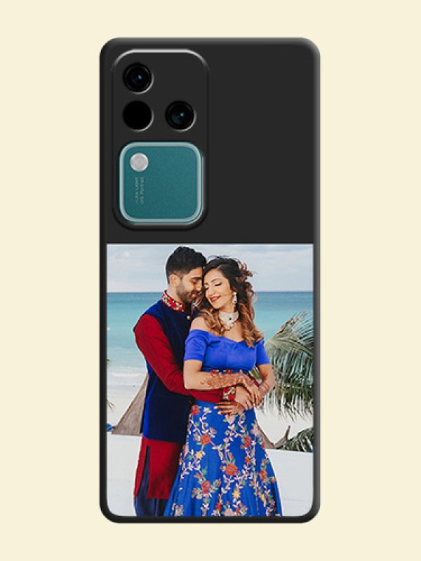 Image Upload With Space Black Color On Custom Soft Matte Mobile Back Cover - Vivo V30 5G