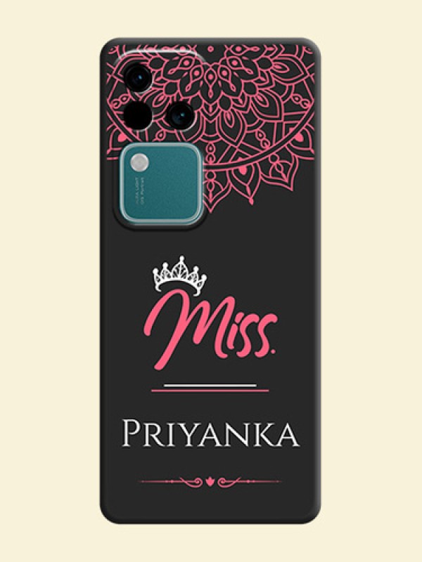Mrs Name with Floral Design on Space Black Personalized Soft Matte Phone Covers - Vivo V30 Pro 5G