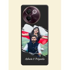 Grunge Brush Strokes on Photo On Space Black Custom Soft Matte Mobile Back Cover - Vivo V30e 5G