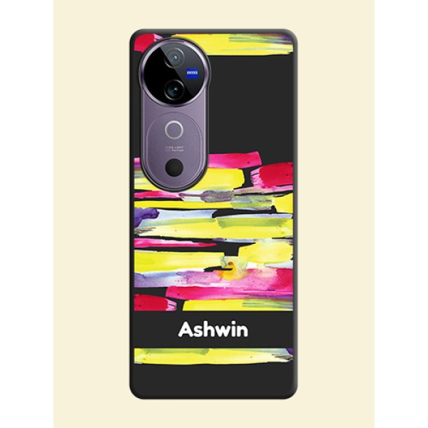 Brush Coloured On Space Black Custom Soft Matte Mobile Back Cover - Vivo V40 5G Brush Coloured On Space Black Custom Soft Matte Mobile Back Cover - Vivo V40 5G