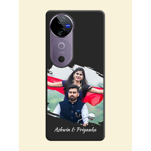 Grunge Brush Strokes on Photo On Space Black Custom Soft Matte Mobile Back Cover - Vivo V40 5G Grunge Brush Strokes on Photo On Space Black Custom Soft Matte Mobile Back Cover - Vivo V40 5G