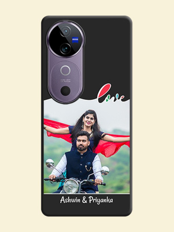 Fall in Love Pattern with Picture on Photo On Space Black Custom Soft Matte Mobile Back Cover - Vivo V40 Pro 5G