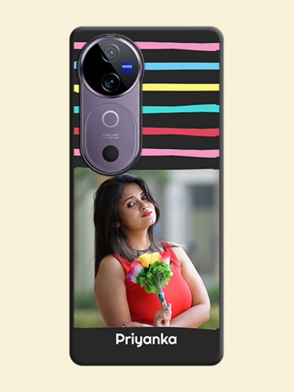 Multicolor Lines with Image On Space Black Custom Soft Matte Mobile Back Cover - Vivo V40 Pro 5G