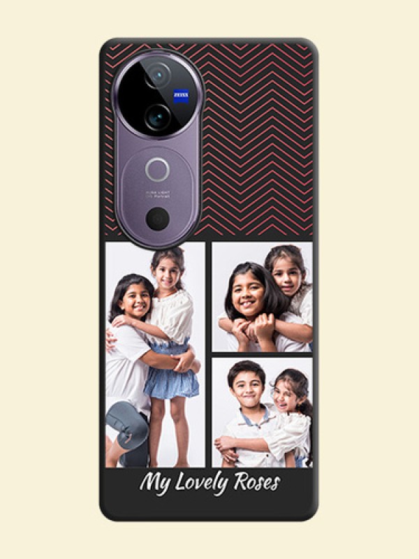 Wave Pattern with 3 Image Holder On Space Black Custom Soft Matte Mobile Back Cover - Vivo V40 Pro 5G