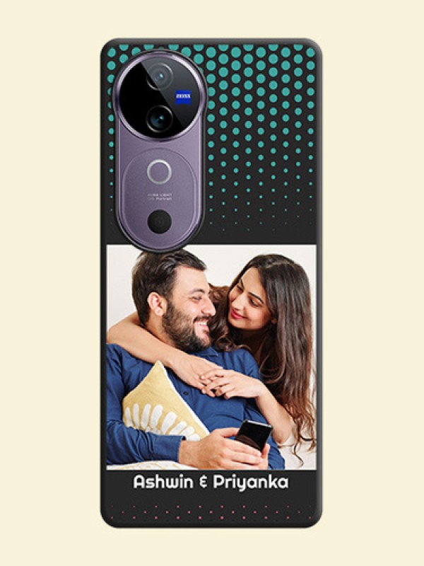 Faded Dots with Grunge Photo Frame and Text On Space Black Custom Soft Matte Mobile Back Cover - Vivo V40 Pro 5G