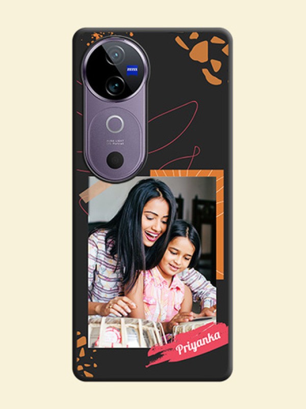 Orange Photo Frame On Space Black Custom Soft Matte Mobile Back Cover - Vivo V40 Pro 5G