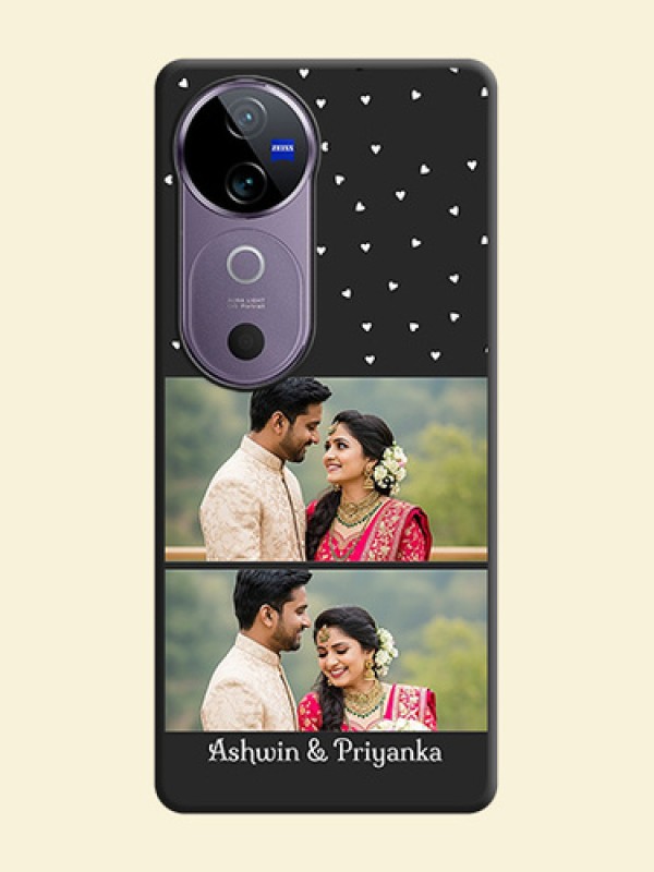 Miniature Love Symbols with Name On Space Black Custom Soft Matte Mobile Back Cover - Vivo V40e 5G