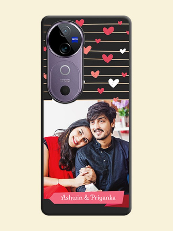 Love Pattern with Name on Pink Ribbon on Photo On Space Black Custom Soft Matte Mobile Back Cover - Vivo V40e 5G