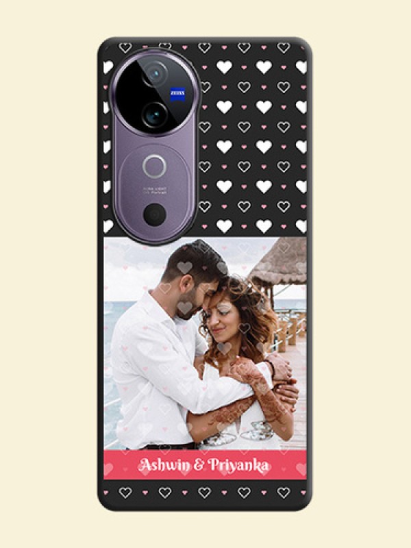 White Color Love Symbols with Text Design on Photo On Space Black Custom Soft Matte Mobile Back Cover - Vivo V40e 5G