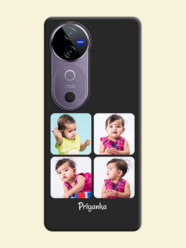 Floral Art with 6 Image Holder on Photo On Space Black Custom Soft Matte Mobile Back Cover - Vivo V40e 5G