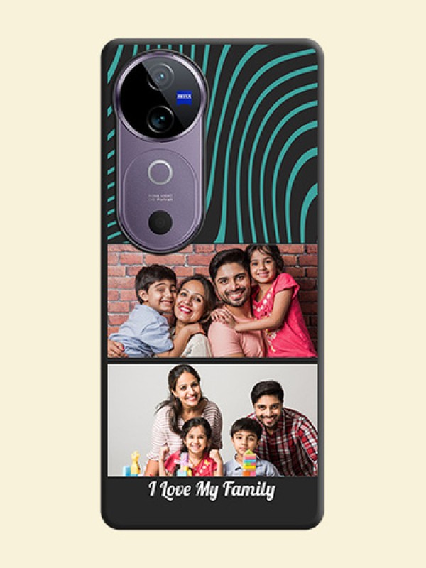 Wave Pattern with 2 Image Holder On Space Black Custom Soft Matte Mobile Back Cover - Vivo V40e 5G