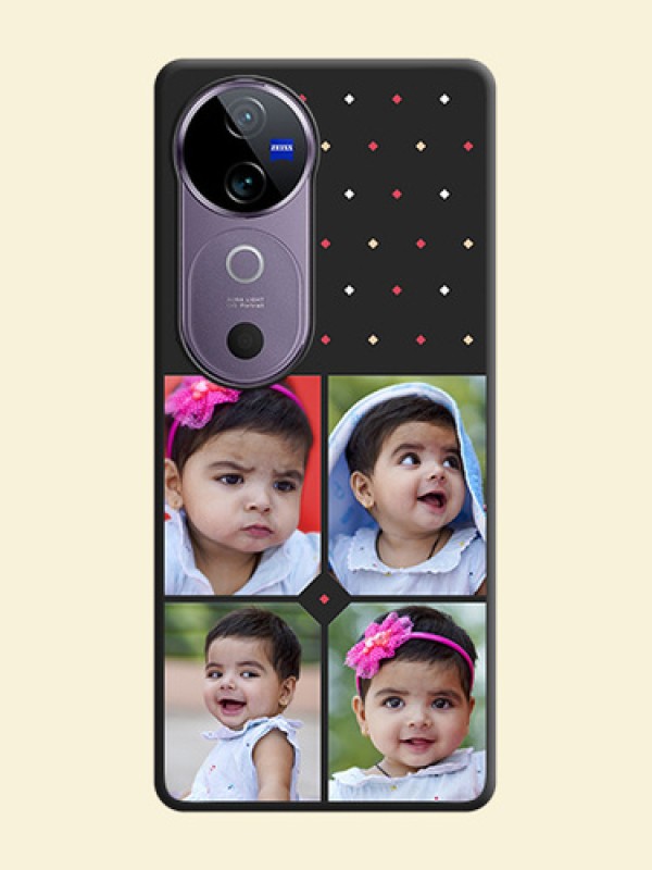 Multicolor Dotted Pattern with 4 Image Holder On Space Black Custom Soft Matte Mobile Back Cover - Vivo V40e 5G