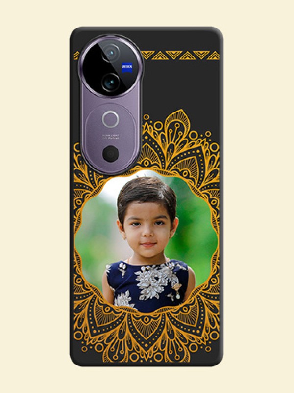 Round Image with Floral Design On Space Black Custom Soft Matte Mobile Back Cover - Vivo V40e 5G