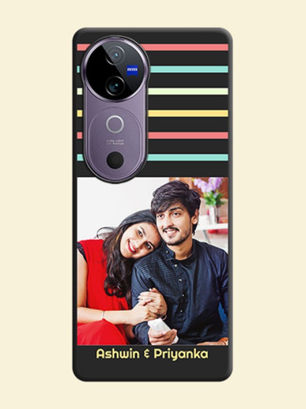 Color Stripes with Photo and Text on Photo On Space Black Custom Soft Matte Mobile Back Cover - Vivo V40e 5G