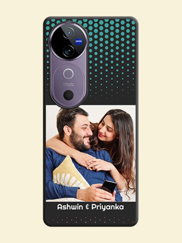 Faded Dots with Grunge Photo Frame and Text On Space Black Custom Soft Matte Mobile Back Cover - Vivo V40e 5G