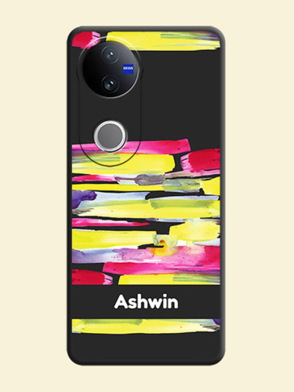 Brush Coloured On Space Black Custom Soft Matte Mobile Back Cover - Vivo V50 5G