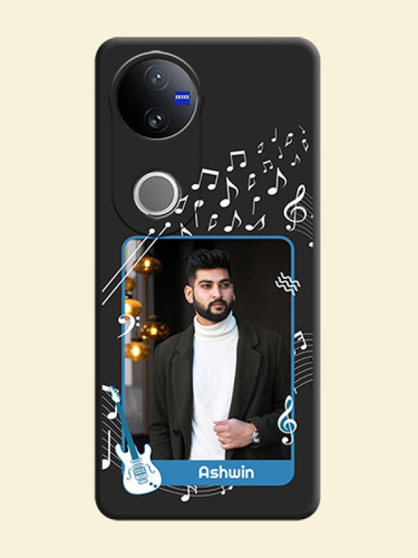 Musical Theme Design with Text on Photo On Space Black Custom Soft Matte Mobile Back Cover - Vivo V50 5G