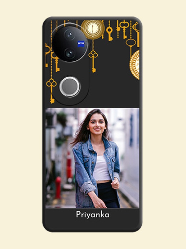Decorative Design with Text On Space Black Custom Soft Matte Mobile Back Cover - Vivo V50 5G