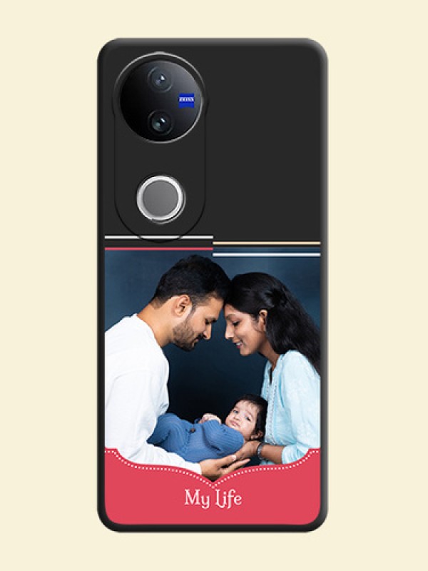 Classic Plain Design with Name On Space Black Custom Soft Matte Mobile Back Cover - Vivo V50 5G