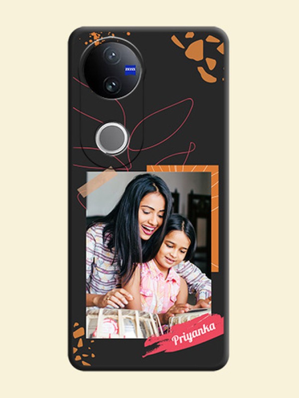 Orange Photo Frame On Space Black Custom Soft Matte Mobile Back Cover - Vivo V50 5G