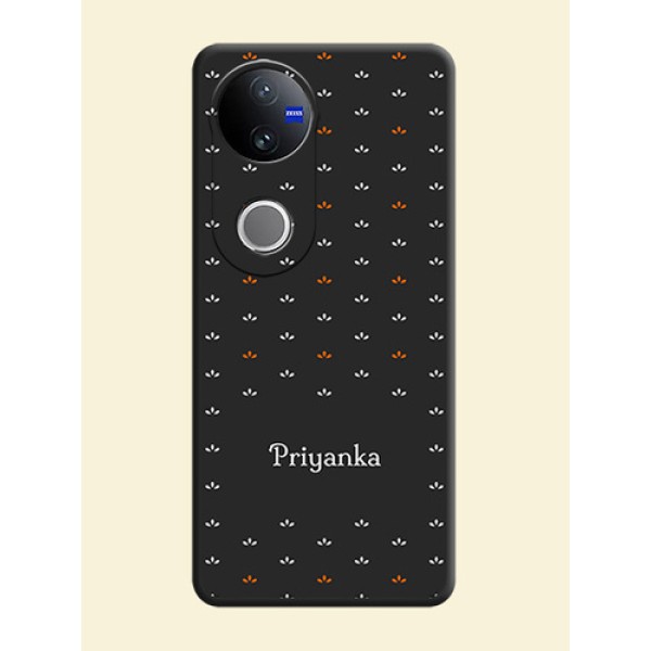 Simple Pattern With Custom Text On Space Black Custom Soft Matte Mobile Back Cover - Vivo V50 5G