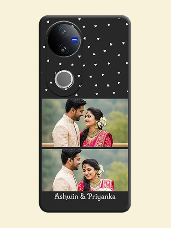 Miniature Love Symbols with Name On Space Black Custom Soft Matte Mobile Back Cover - Vivo V50e 5G