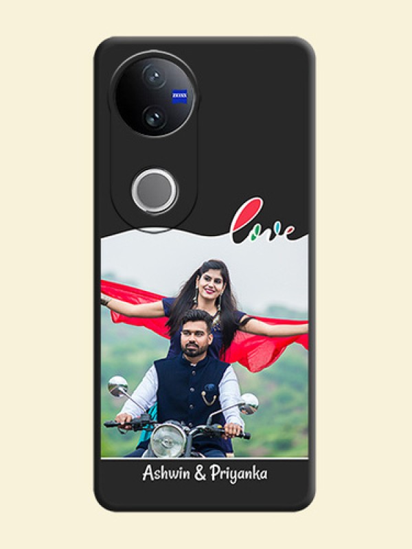 Fall in Love Pattern with Picture on Photo On Space Black Custom Soft Matte Mobile Back Cover - Vivo V50e 5G