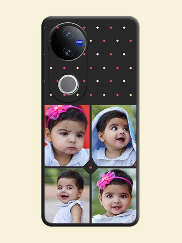 Multicolor Dotted Pattern with 4 Image Holder On Space Black Custom Soft Matte Mobile Back Cover - Vivo V50e 5G