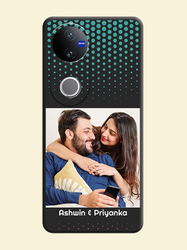 Faded Dots with Grunge Photo Frame and Text On Space Black Custom Soft Matte Mobile Back Cover - Vivo V50e 5G