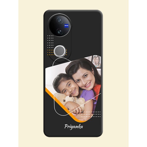 Yellow Triangle on Photo On Space Black Custom Soft Matte Mobile Back Cover - Vivo V50e 5G Yellow Triangle on Photo On Space Black Custom Soft Matte Mobile Back Cover - Vivo V50e 5G