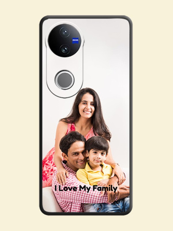 Full Single Pic Upload With Text On Space Black Custom Soft Matte Mobile Back Cover - Vivo V50e 5G