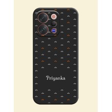Simple Pattern With Custom Text On Space Black Custom Soft Matte Mobile Back Cover - Vivo V70 5G