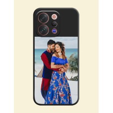Image Upload With Space Black Color On Custom Soft Matte Mobile Back Cover - Vivo V70 5G