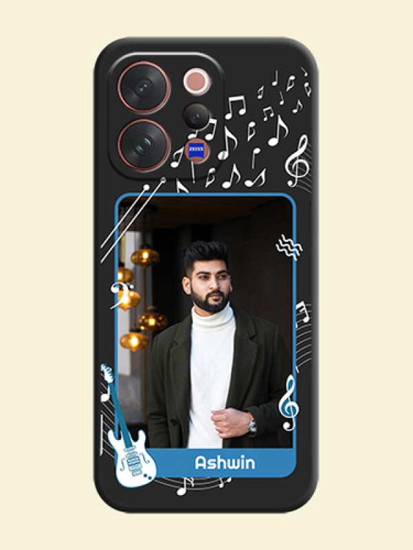 Musical Theme Design with Text on Photo On Space Black Custom Soft Matte Mobile Back Cover - Vivo V70 Elite 5G