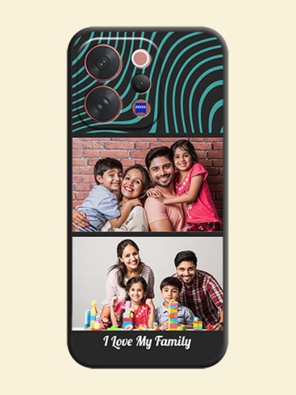 Wave Pattern with 2 Image Holder On Space Black Custom Soft Matte Mobile Back Cover - Vivo V70 Elite 5G