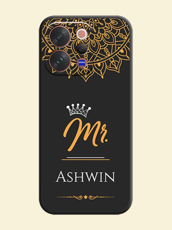 Mr Name with Floral Design On Space Black Custom Soft Matte Mobile Back Cover - Vivo V70 Elite 5G