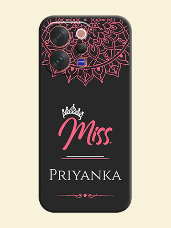 Mrs Name with Floral Design On Space Black Custom Soft Matte Mobile Back Cover - Vivo V70 Elite 5G